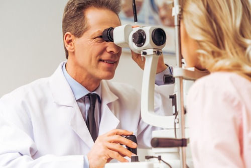 doctor and patient during eye exam